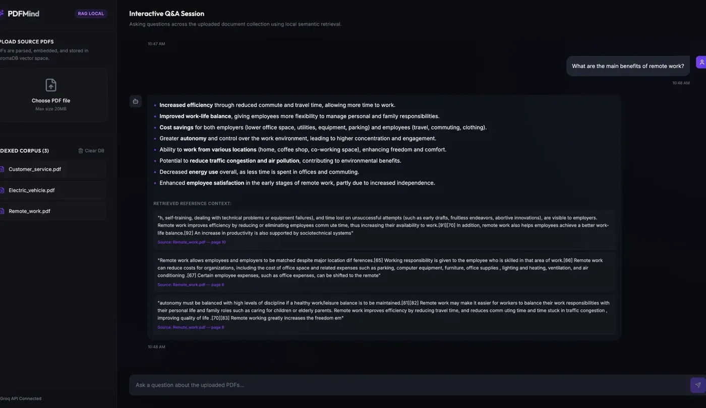 PDFMind project interface