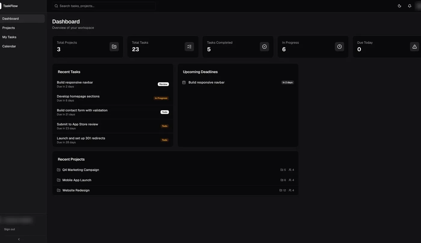 TaskFlow project interface